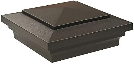 4 in. x 4 in. Black Vinyl Craftsman Post Cap 2-Pack, Nantucket Gray