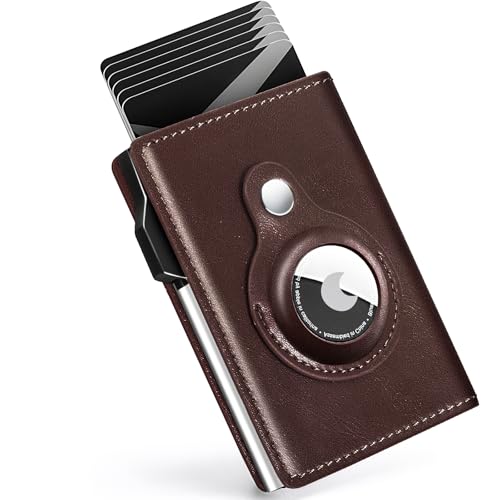Image of Wallet for Men Minimalist Pop Up Credit Card Case Holder 1-7 Cards, Smart Slim Wallet with Money Clip ID Window RFID Blocking Bifold Compact (Airtag Not Included) Wallets Gifts for Men (Coffee)