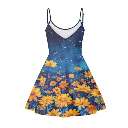 Image of Women's Spaghetti Strap Dress Summer Casual Swing Sundress Girls Beachwear Swing Mini Dress