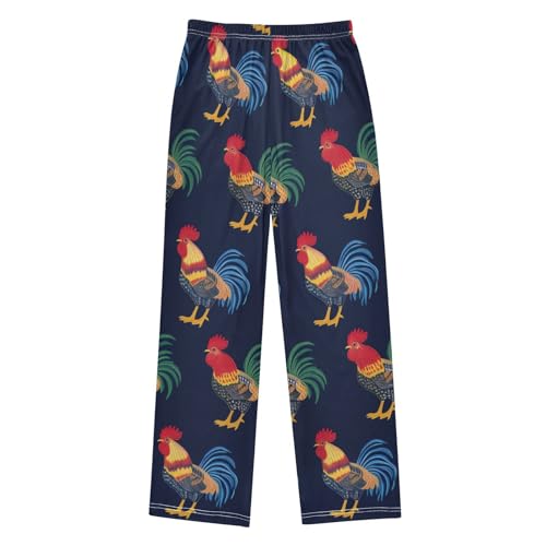 ZZXXB Colorful Rooster Boys Long Pants Soft Trousers Elastic Waist Kids Lounge Bottoms with Pockets S-XL2