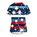 4Th of July Scrub for Women Fashion Flag Printed V Neck Short Sleeve Patriotic T Shirt with Pockets Turquoise 5XL