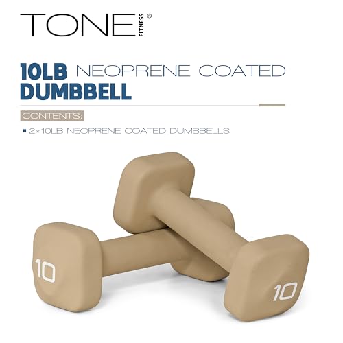 Tone Fitness Neoprene Dumbbell Weight Pairs with Anti-Roll Square Head | Multiple Options