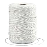 G2PLUS White String,2MM White Cotton String,656Feet Cotton Bakers Twine String for DIY Art&Crafts,Gift Wrapping,Gardening,Macrame,Meat and Roasting(200M/218Yard,12Ply White Twine String)