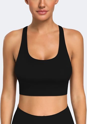 Image of MIRITY 3-Pack Strappy Sports Bras for Women - Criss Cross Back Padded Workout Yoga Top