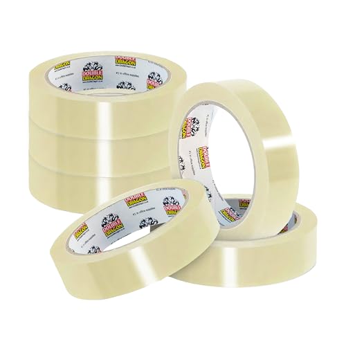 Double Dragon Cellotape Clear Packaging Tape 24mm wide 40m long (6 Rolls) | Strong Sellotape Parcel Packaging Tape | Secure Sticky Sealing Tape for Parcel Boxes Moving Boxes Large Postal Bags etc