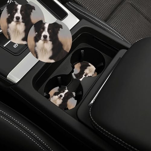 Posavasos para carro de neopreno borde Border Collie 2 piezas miniatura 1