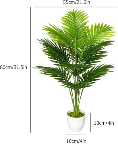 Dekorly Plastic Fake Plants Artificial Floor Plants Large Tropical Palm Tree Tall Monstera Plant in Pot Faux Plants for Indoor Outdoor Home (Areca | White Pot, Pack of One)