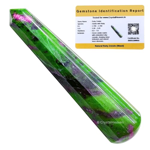 Image of Ruby Zoisite Crystal Wand - Pointed Crystal Wand for Energy Healing, Chakra Balancing, Meditation and Home Decor - Crystals and Healing Stones for Gift