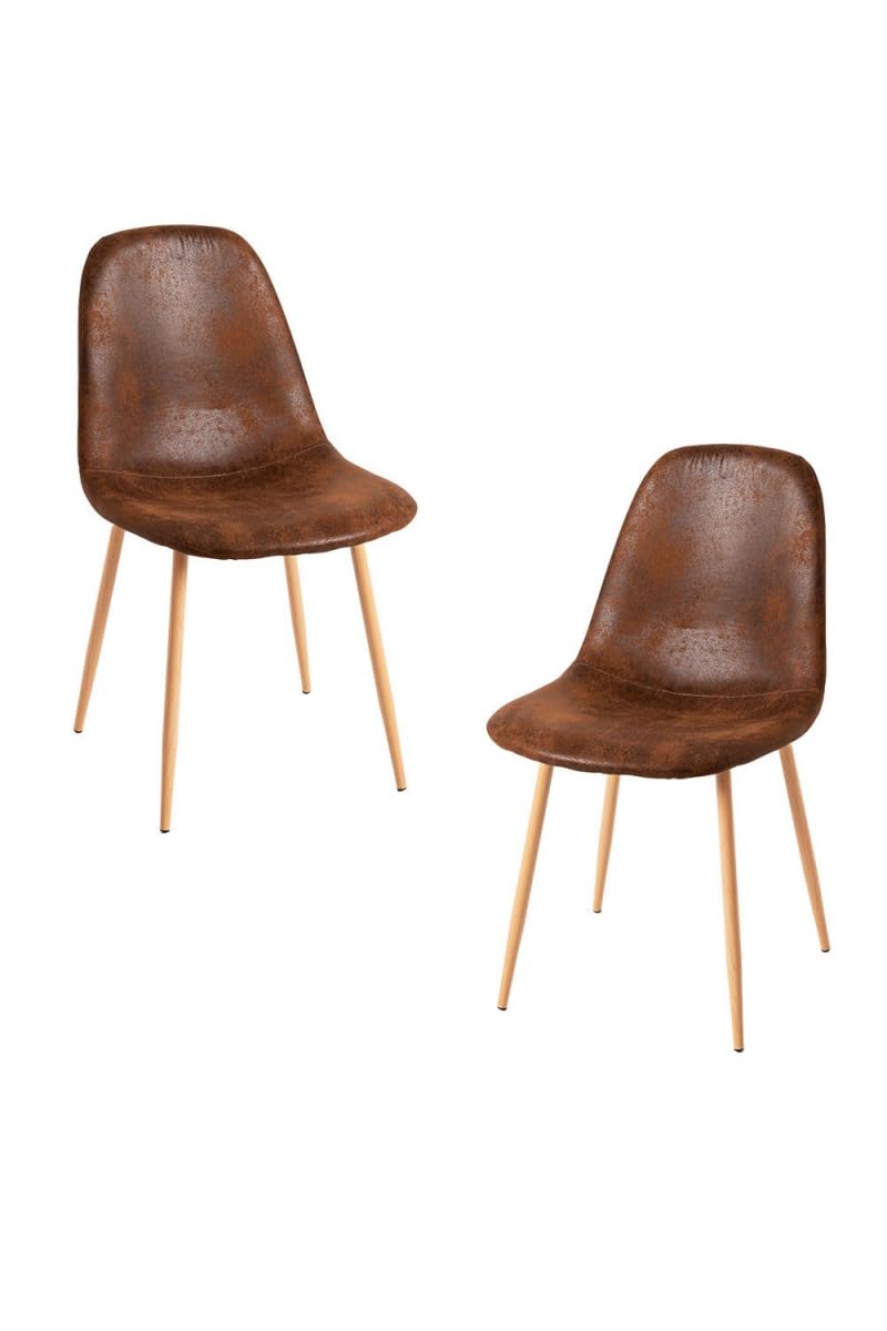 Regalos Miguel - Packs Sillas Comedor - Pack 2 Sillas Teok Polipiel - Marrón Vintage