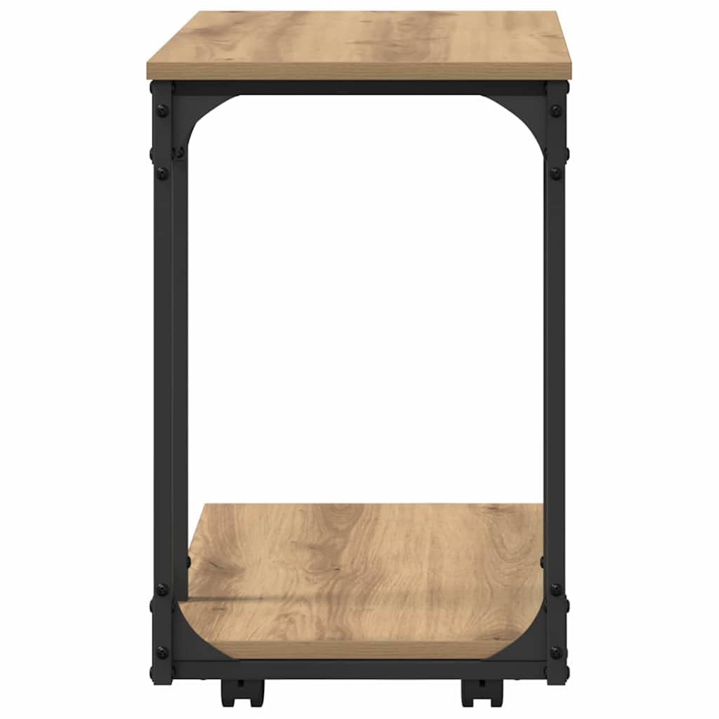 Stolik pomocniczy Artisan dąb na kółkach, 50 x 35 x 55,5 cm, materiał drewnopochodny, miejsce do przechowywania, półka do salonu, sofy, sypialni, korytarza, biura, praktyczny stół ozdobny i