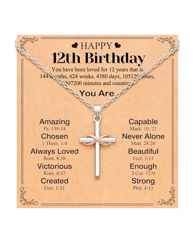UPROMI Happy 10th/11th/12th/13th/14th/15th/16th/17th/18th/21st Birthday Gifts for Girls Her, Cross Necklace Birthday Gift Ideas