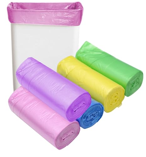 8 Gallon Trash Bags Colored - Extra Thick Medium Garbage Bags 1.1 mil Strong, Leakage-Free,Unscented 30 Liter Thick for Bathroom, Office, Kitchen Waste Basket Trash Can (Multicolor, 100 Count)