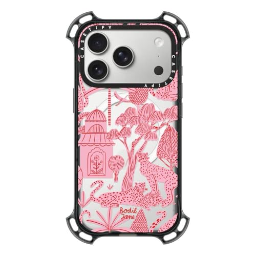 Coque iPhone 17 Pro CASETiFY antichoc Magsafe étui transparent rose léopard