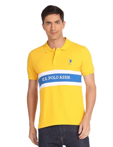 Image of U.S. Polo ASSN. Men's Horizontal Striped Slim Fit Cotton Polo Shirt