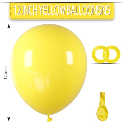 Image of Yellow Balloon 12 inch 100 Pack Latex Party Balloons Round Helium Yellow Balloons for Birthday Sunflower Party Decorations