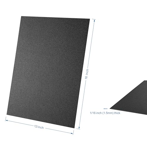 Image of KAITELA ABS Plastic Sheet 12 inch x 16 inch x 0.060 inch Thick Black Moldable Flexible Thermoplastic Panel 1 /16 inch Thick (1.5mm) for Craft Projects, Robotics Competition - Textured & Smooth Surface, Pack of 2