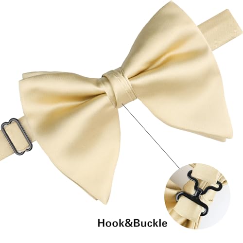 Image of Alizeal Velvet Pre-tied Adjustable Bow Tie for Men Oversize Formal Solid Tuxedo Bowtie