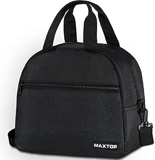 MAXTOP 10L Insulated Lunch Bag for Women with Adjustable Strap Wide Open Insulated Cooler Tote Bag Thermal Leak-Proof Lunch Organizer for Men Girls Children Outdoor Picnic Work (Black)