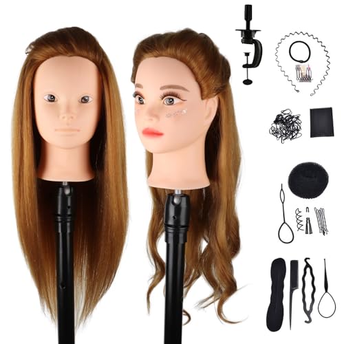 DaizySight Cabeza de Maniquí Cabello Humano 60% Marrón Oscuro 60cm
