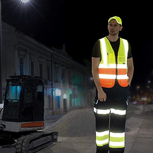 A-SAFETY Custom Logo Safety Vest - ANSI Class 2 High Vis Vest with Zipper & Pockets, Reflective Construction Gear (Yellow, L) — view 6