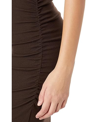 Image of Michael Stars Women's Wide-Ribbed Casual Wren Midi Dress with Cutaway Shoulders and Slit