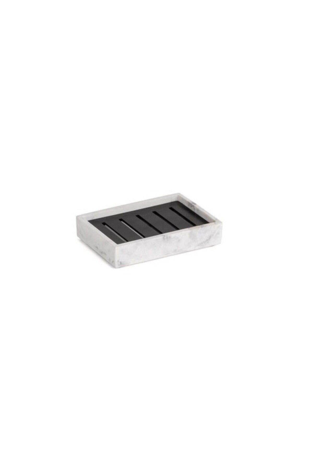 System Katı Sabunluk Mermer Desenli/Siyah Renk 26X80X115 Mm
