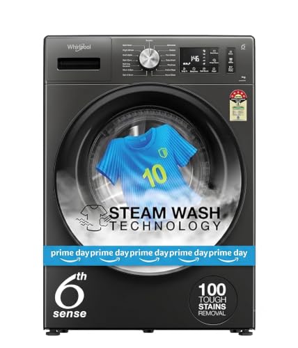 Whirlpool 9 Kg Steam Wash Technology 5 Star Inverter Front Load Fully Automatic Washing Machine with In-Built Heater (SUPREME CARE 9014-E, Midnight Gr