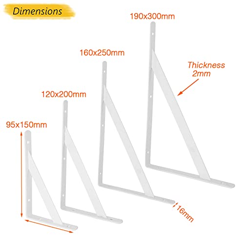 Heavy Duty Shelf Brackets Triangle Shelving Brackets Right Angle Wall Mounted Shelf Supporters White 12 Inch Set of 12 - Image 2