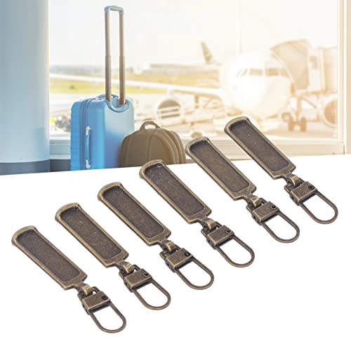 6Pcs Zipper Pull Tabs, Metal Zipper Heads, Removable - for Purse Clothes, Jeans, Suitcase, Luggage (Bronze)