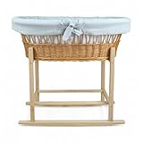 Confort garanti : Berceau bois avec linge en mousseline, oreiller & couverture – tissus hypoallergéniques lavables pour un sommeil paisible du nouveau-né.