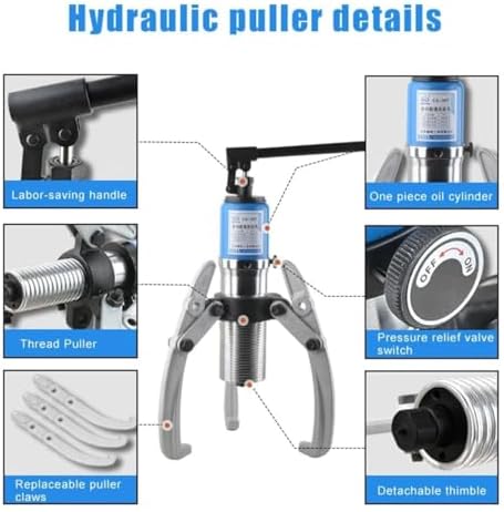 10T Hydraulic Gear Puller Set - 2 or 3 Jaws Bearing Hub Separator Tool for Efficient Hub, Flange, Gear & Bearing Removal - Heavy Duty Puller Separator