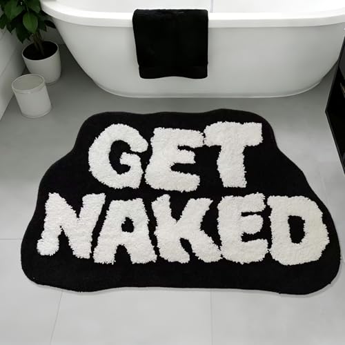 Get Naked Bath Mat 16"x29" Ultra Absorbent Non Slip Quick Drying Machine Washable Cute and Cool Rug Ideal for Your Bathroom