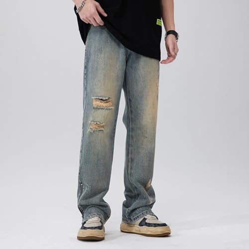Jeans Pants Trousers Denim Spring and Autumn Men's Japanese Loose Retro Look Skinny Punched Harun3
