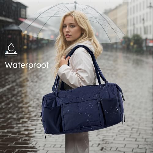Kookoomia Gym Bag with Shoes Compartment and Wet Pocket Convertible Duffle Bag and Gym Backpack Waterproof Sports Bag with 2 Bottle Holders Weekender Overnight Backpack for Men -Dark Blue by kookoomia - Used condition - Image 5