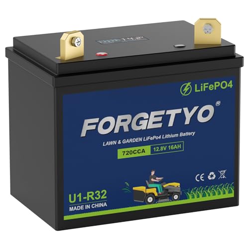 U1 Riding Lawn Mower Battery, 12V 16Ah 720CCA Lithium LiFePO4 Garden Tractor Starting Battery, Compatible with John Deere,Cub Cadet,Craftsman,Troy-Bilt Mower, and Generator