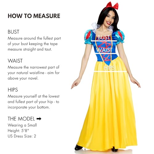 Image of Leg Avenue Womens Classic Snow White Set Family Friend Full Length Princess Dress