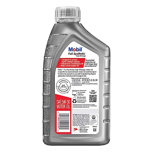 Image of Mobil Full Synthetic High Mileage Motor Oil 5W-30, 1 Quart (Pack of 6) | 75K+ Mile Protection | Seal Conditioner | Sludge Prevention