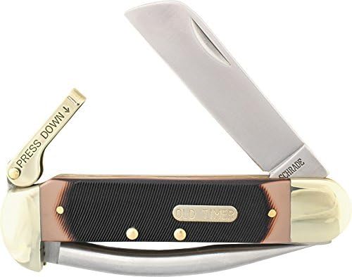Old Timer 735OT Mariner 6.9in High Carbon S.S. Traditional Lever Lock Folding Pocket Knife with 2.8in Sheepsfoot and Sawcut Blade for Boating and Sailing , Red