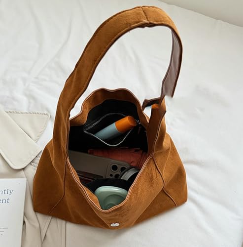 Slouchy Suede Hobo Bags Women Underarm Satchels Shoulder Bag Crescent Crossbody Purses Top-Handle Travel Tote Handbag 20253