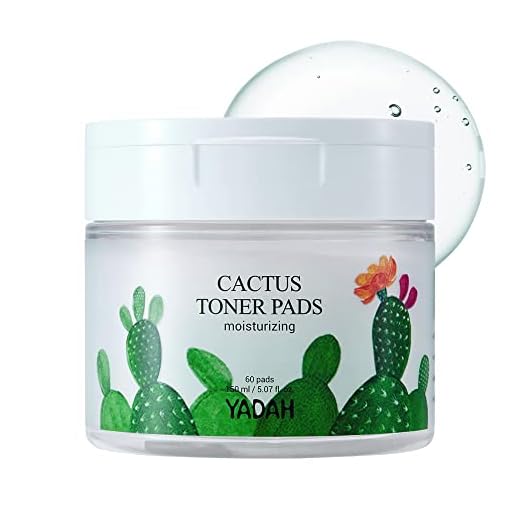YADAH Cactus Toner Pads 5.07 Fluid Ounce 60 Count, Cruelty Free Facial Cleansing Exfoliator Toning Hydrating Treatment Wipes for Clear Pores Acne Prone Oily Dry Sensitive Skin