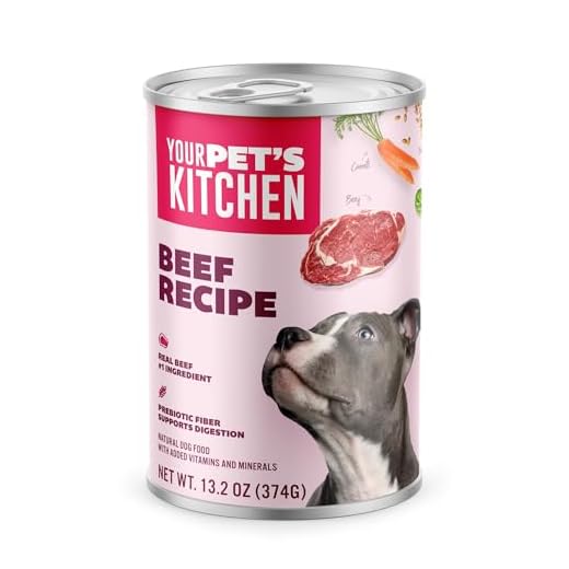 Your PET'S Kitchen Wet Dog Food, Beef Recipe - 13.2 oz Cans (Pack of 6), Made in The USA with Real Beef