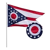 Pessbulmm Ohio State Flag 3x5 Ft Heavy Duty Embroidered OH Banner with Sewn...