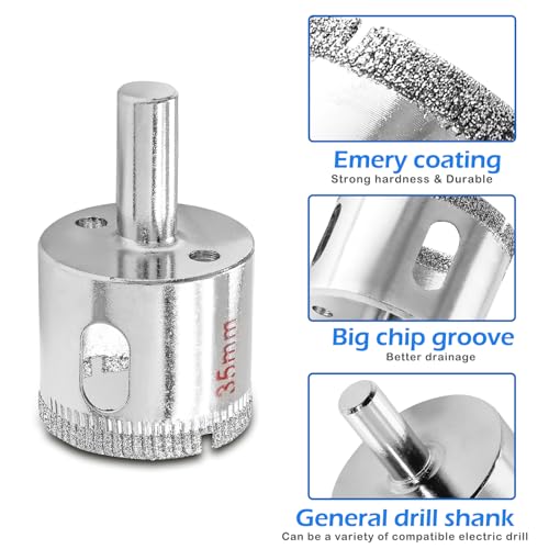 Image of Luomorgo 35mm Diamond Hole Saw Diamond Drill Bits | 1.1 Inch Cutting Depth, For Glass Ceramic Marble, For Porcelain Tile Granite, For Quartz Gemstone
