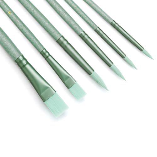 Paint Brushes Set for Acrylic Painting Watercolor Brushes Painting Brush Nylon Hair Brushes for Acrylic Oil Watercolor Canvases Rock Body Face Nail Miniature Detailing Drawing Art Supplies(Green)