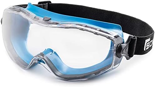 SolidWork Safety Goggles | Protective Eyewear Lenses | Safety Glasses for wearing Over Prescription Glasses | Clear Lens | Blue