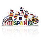 Smile Hispanic Heritage Month Wooden Standing Decor Flag Hands Rainbow Sunflower Tiered Tray Tabletop Signs with Stands for Home and Party Decor