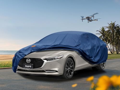 Image of Kaugung Heavy Duty Car Cover Custom Fit Mazda 3 Sedan (2003-2024), Waterproof All Weather Resistant Outdoor Sun Rain Dust Snow Protection with Anti-Theft Lock. (USA Warehouse, Within 3-7 Days)