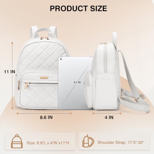 Image of Marvolia Mini Backpack Vegan Leather Small Backpack, White 1