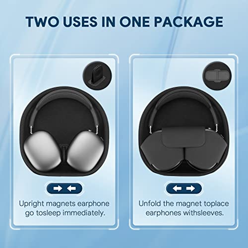 Yinke Smart Case For Apple Airpods Max Supports Sleep Mode, Hard Organizer Portable Carry Travel Cover Storage Bag (Black) #TOP2