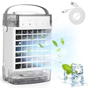 Mobiele airconditioner, 1600 ml, 2024, patent luchtkoeler, 4-in-1, mini-airconditioning, Air Cooler met 3 standen en 7 kleuren nachtlampje, airconditioner, draagbare airconditioner, zonder afvoerslang